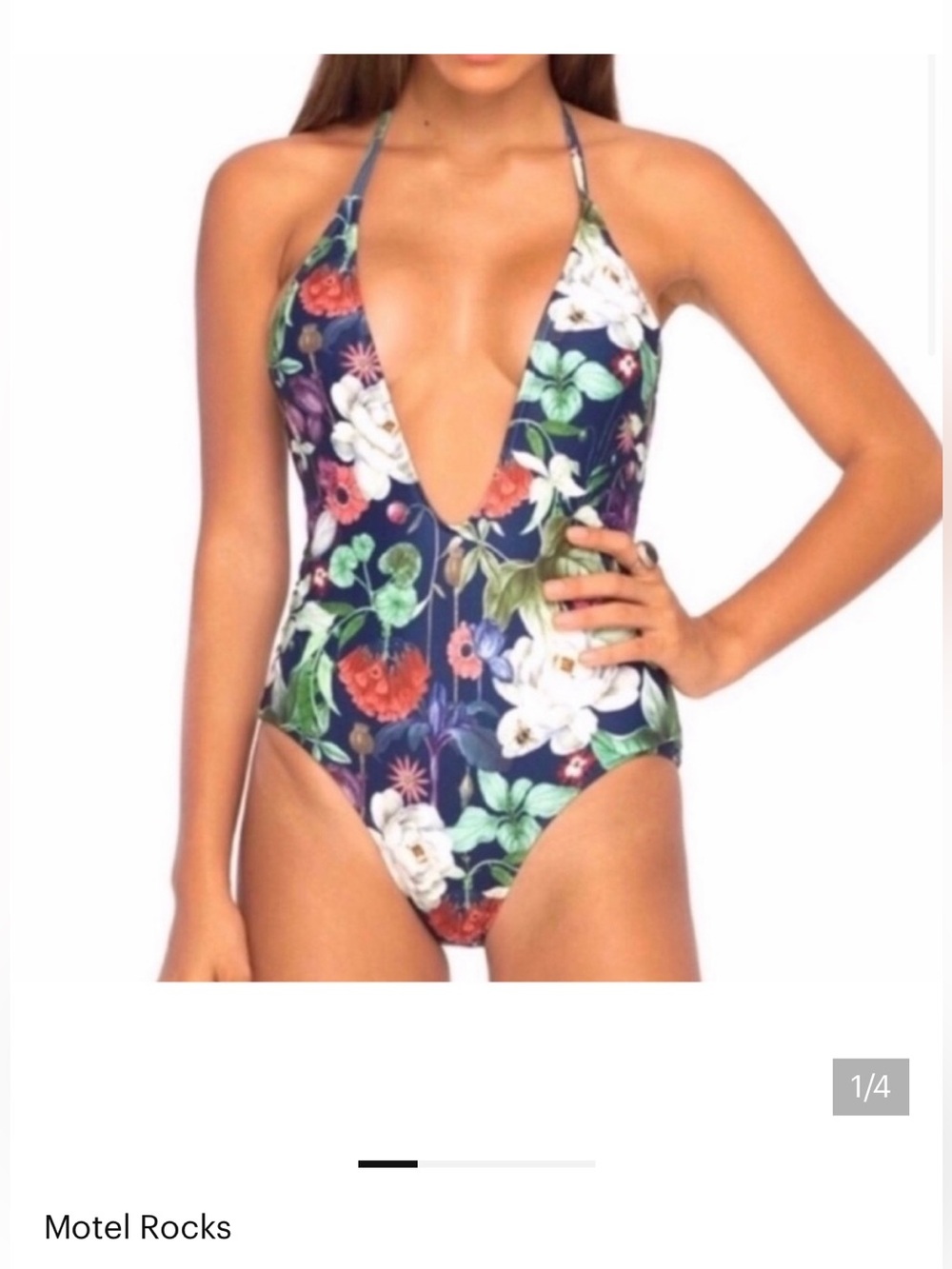 Motel Rocks Sunny Day Swimsuit Botanical Navy Size M NWT